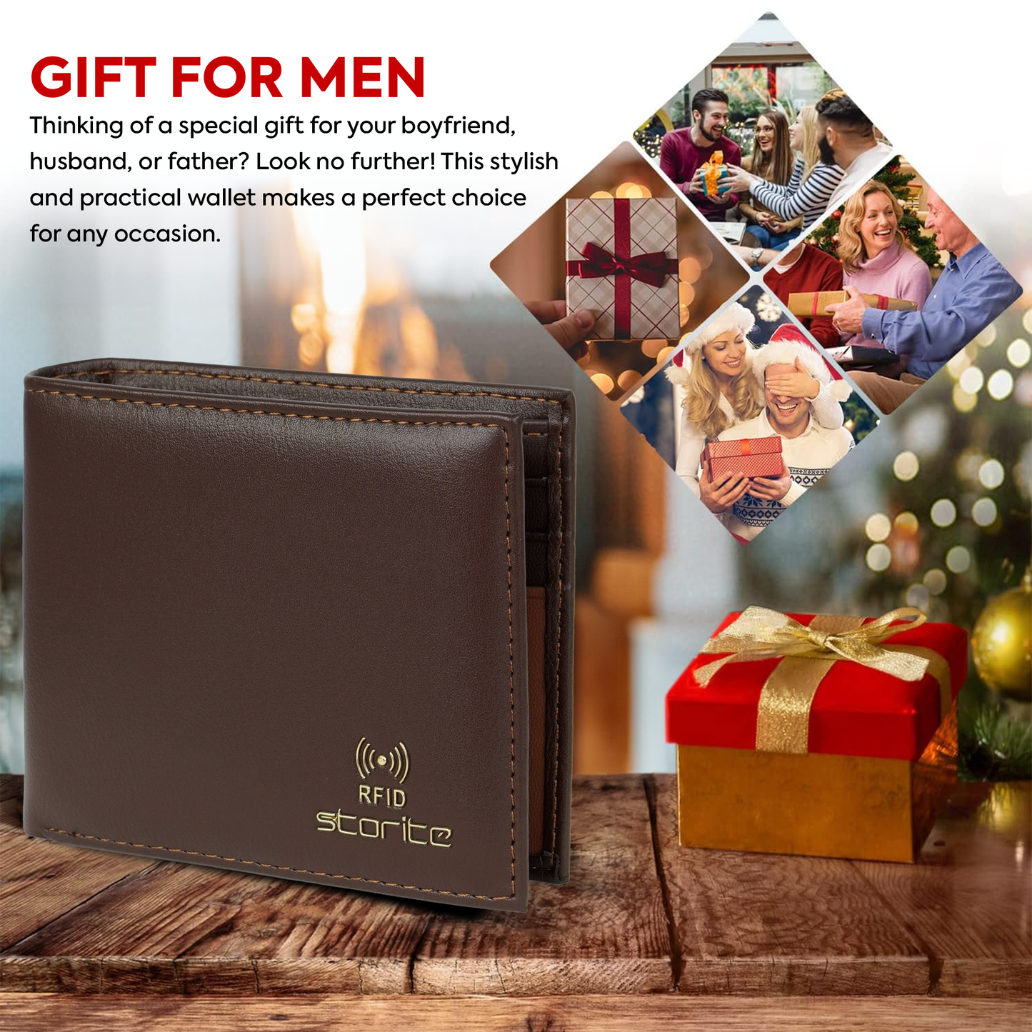 Storite RFID Blocking Bifold Men’s Wallet Credit Card Holder Money Wallet with Front Pocket Design - D Brown