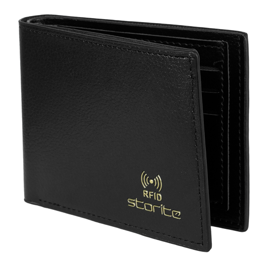 Storite RFID Blocking Wallet for Men – Multi-Card Bifold Leather Wallet – Black
