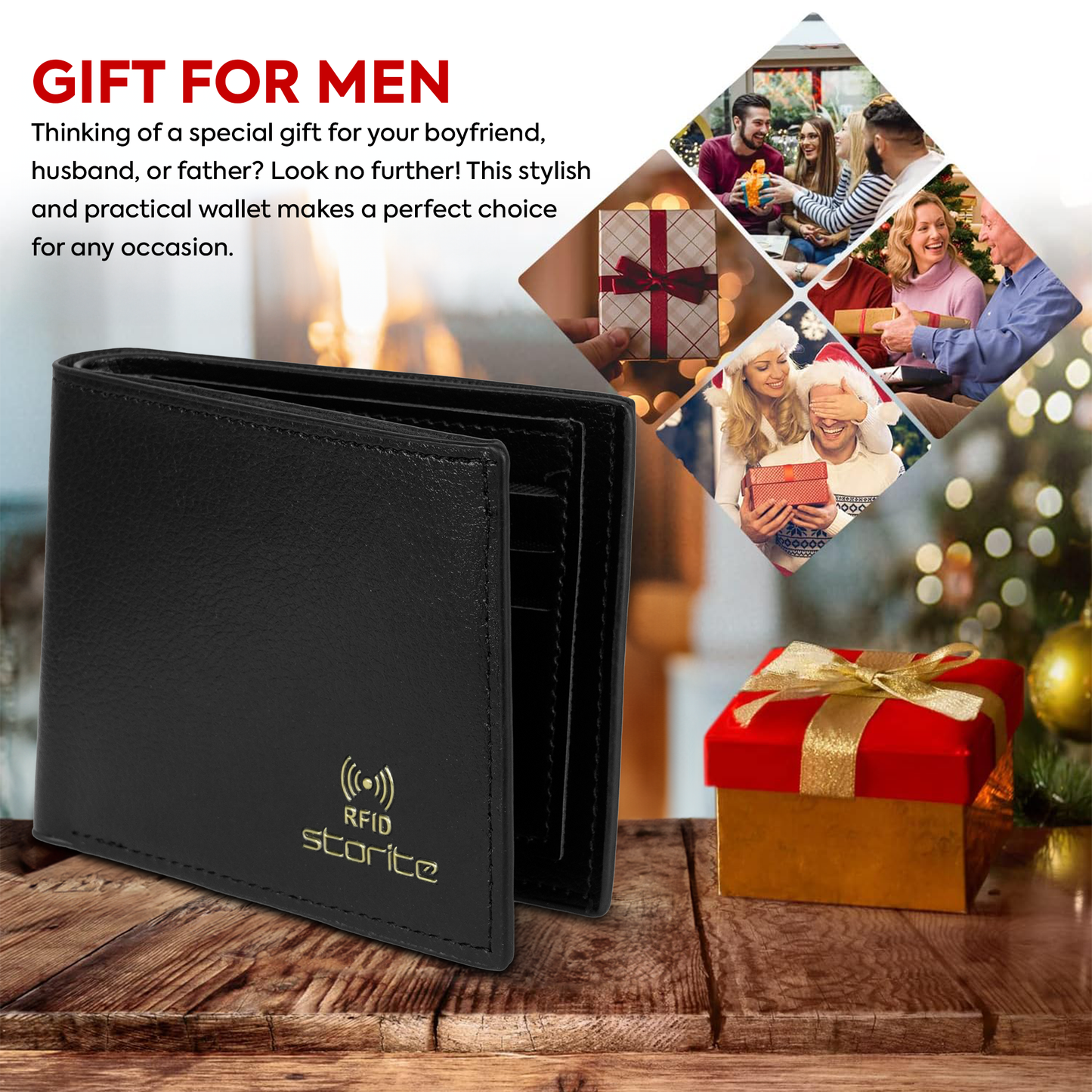 Storite RFID Blocking Wallet for Men – Multi-Card Bifold Leather Wallet – Black