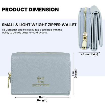 Storite Women's Wallets RFID Blocking Leather Credit Card Holder Ladies Wallet Purse with 5 Card Slots, 1 ID Window, 1 Zipper Pocket for The Coin and Keys & 1 deep Cash Slot - Light Blue
