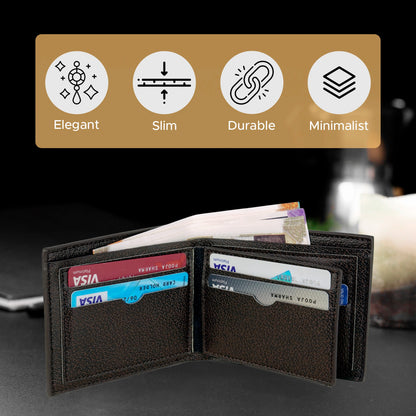 Storite RFID Blocking Men’s Bifold Front Block Wallet – Slim Leather Wallet with Card Slots – (D Wooden)