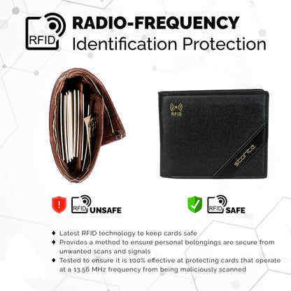 Storite RFID Blocking Bifold Men’s Wallet Credit Card Holder Money Wallet with Front Pocket Design - Black