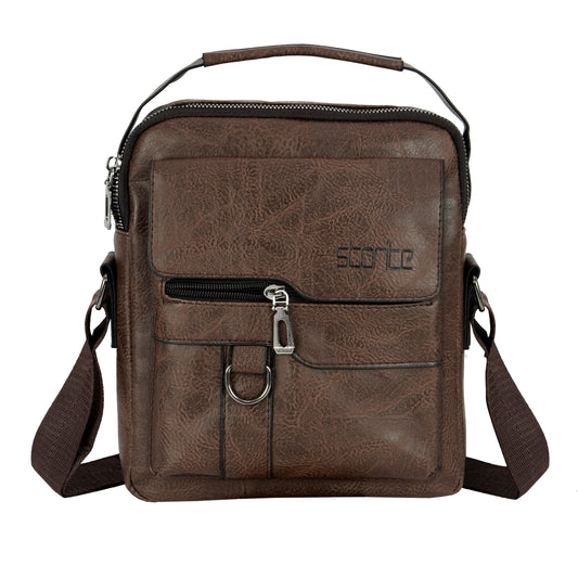 Storite Brown PU Leather Sling Bag for Men - Stylish Crossbody Travel Bag