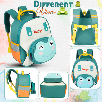 Storite Frog Design Kids Backpack – Cute & Lightweight School Bag for Class 1–3 Students – Green