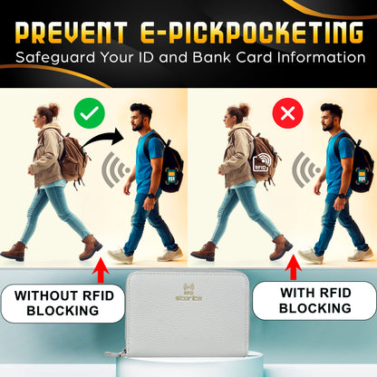 Storite 24 Slot RFID PU Leather Credit Debit Card Holder Wallet Money Zipper Coin Purse for Women - Grey