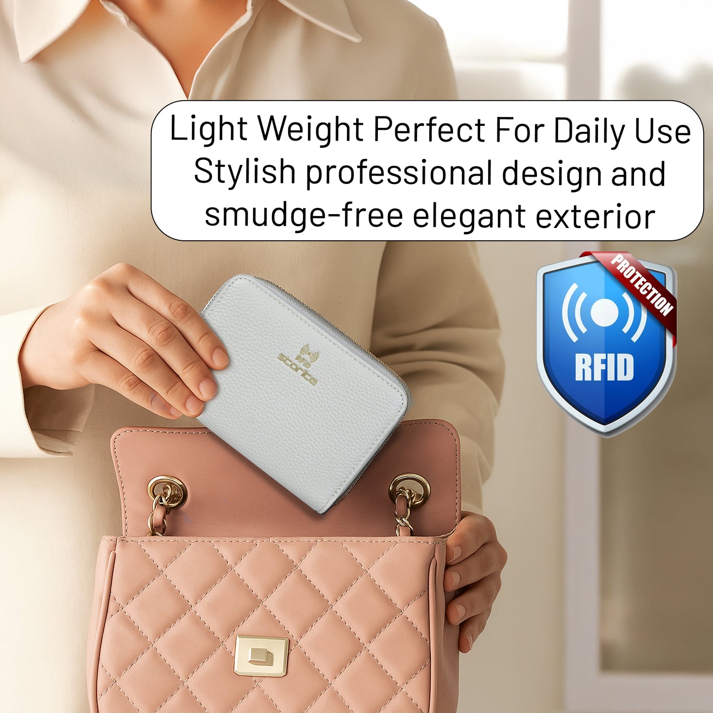 Storite 24 Slot RFID PU Leather Credit Debit Card Holder Wallet Money Zipper Coin Purse for Women - Grey